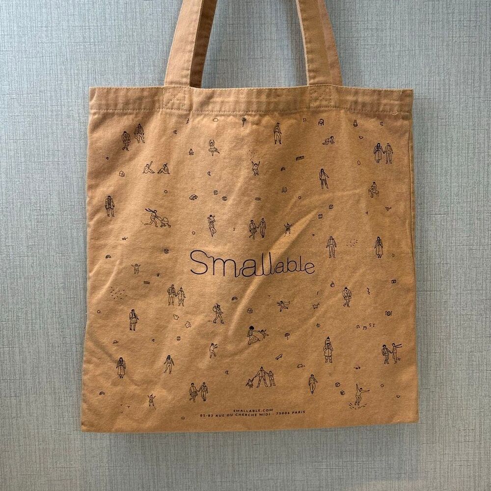 Smallable Cotton Canvas Classic Tote Bag Tan Paris France French